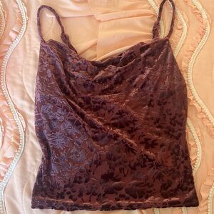 Urban Outfitters Velvet Floral Camisole in Rich Brown